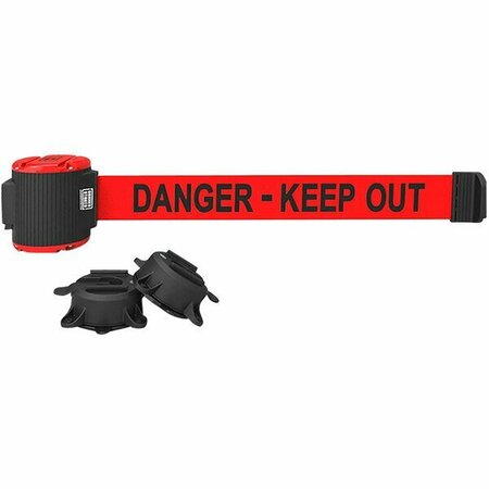 BANNER STAKES 30' Red ''Danger - Keep Out'' Magnetic Wall Mount Belt Barrier MH5009 466MH5009